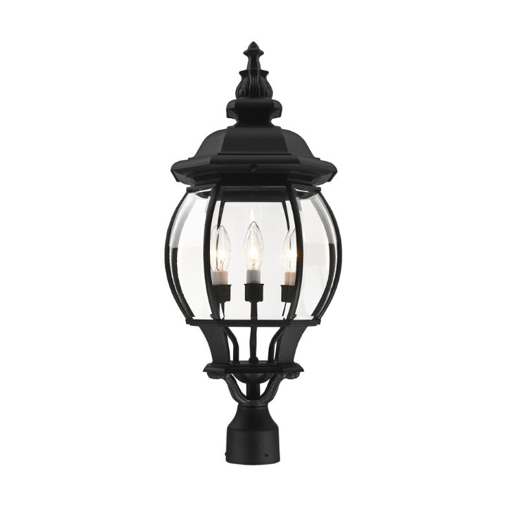 Outdoor Landscape Lighting LED 12V Low Voltage Frontenac Candelabra Base 4 Light Bulb Socket Large Outdoor Post Top Lantern 26.5" x 11.5" Aluminum and Clear Beveled Glass, Textured Black Finish 120V for Garden, Exterior Post - 7703-14