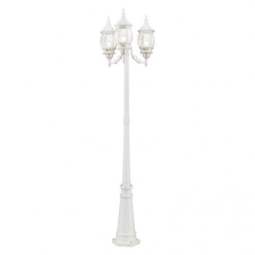 Outdoor Landscape Lighting LED 12V Low Voltage Frontenac Medium Base 3 Light Bulb Socket Outdoor 3 Head Post 84" x 24" Aluminum and Clear Beveled Glass, Textured White Finish 120V for Garden, Exterior Post - 7710-13