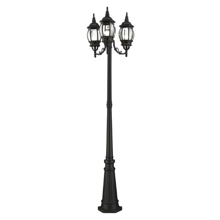 Outdoor Landscape Lighting LED 12V Low Voltage Frontenac Medium Base 3 Light Bulb Socket Outdoor 3 Head Post 84" x 24" Aluminum and Clear Beveled Glass, Textured Black Finish 120V for Garden, Exterior Post - 7710-14