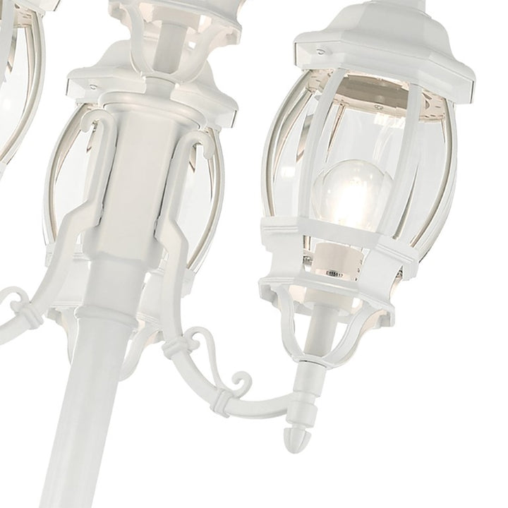 Outdoor Landscape Lighting LED 12V Low Voltage Frontenac Medium Base 4 Light Bulb Socket Outdoor 4 Head Post 93" x 24" Aluminum and Clear Beveled Glass, Textured White Finish 120V for Garden, Exterior Post - 7711-13