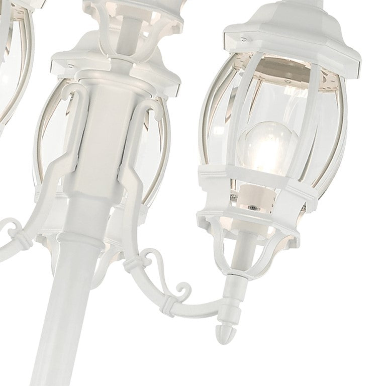 Outdoor Landscape Lighting LED 12V Low Voltage Frontenac Medium Base 4 Light Bulb Socket Outdoor 4 Head Post 93" x 24" Aluminum and Clear Beveled Glass, Textured White Finish 120V for Garden, Exterior Post - 7711-13