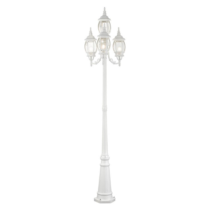 Outdoor Landscape Lighting LED 12V Low Voltage Frontenac Medium Base 4 Light Bulb Socket Outdoor 4 Head Post 93" x 24" Aluminum and Clear Beveled Glass, Textured White Finish 120V for Garden, Exterior Post - 7711-13