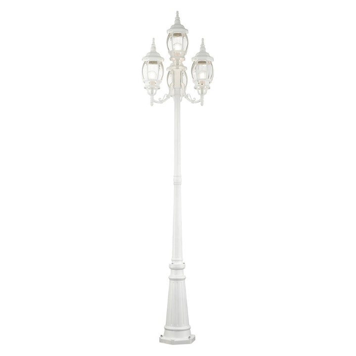 Outdoor Landscape Lighting LED 12V Low Voltage Frontenac Medium Base 4 Light Bulb Socket Outdoor 4 Head Post 93" x 24" Aluminum and Clear Beveled Glass, Textured White Finish 120V for Garden, Exterior Post - 7711-13