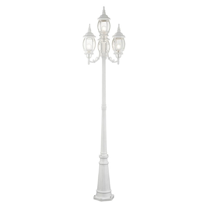 Outdoor Landscape Lighting LED 12V Low Voltage Frontenac Medium Base 4 Light Bulb Socket Outdoor 4 Head Post 93" x 24" Aluminum and Clear Beveled Glass, Textured White Finish 120V for Garden, Exterior Post - 7711-13
