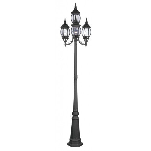 Outdoor Landscape Lighting LED 12V Low Voltage Frontenac Medium Base 4 Light Bulb Socket Outdoor 4 Head Post 93" x 24" Aluminum and Clear Beveled Glass, Textured Black Finish 120V for Garden, Exterior Post - 7711-14