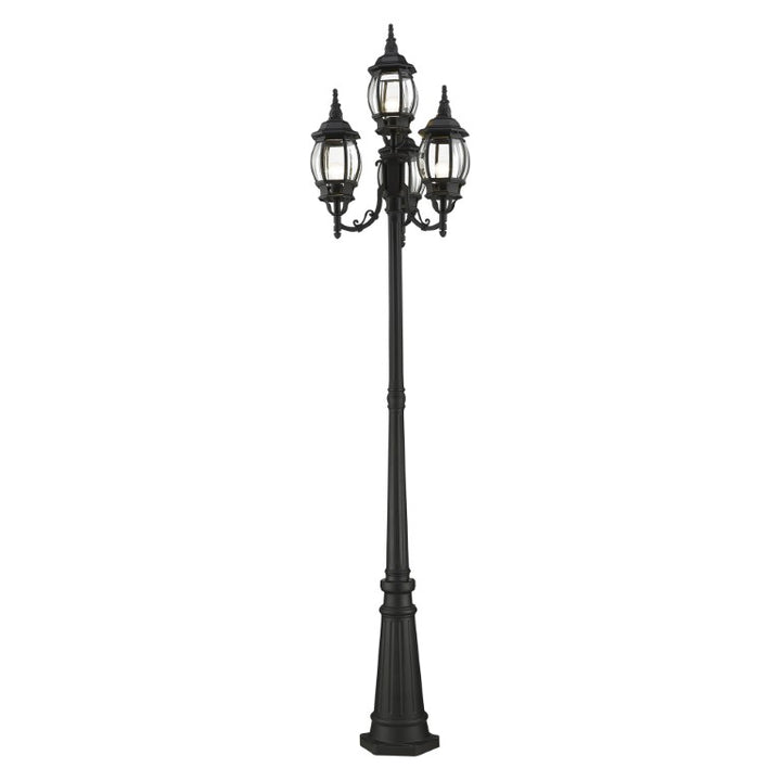 Outdoor Landscape Lighting LED 12V Low Voltage Frontenac Medium Base 4 Light Bulb Socket Outdoor 4 Head Post 93" x 24" Aluminum and Clear Beveled Glass, Textured Black Finish 120V for Garden, Exterior Post - 7711-14