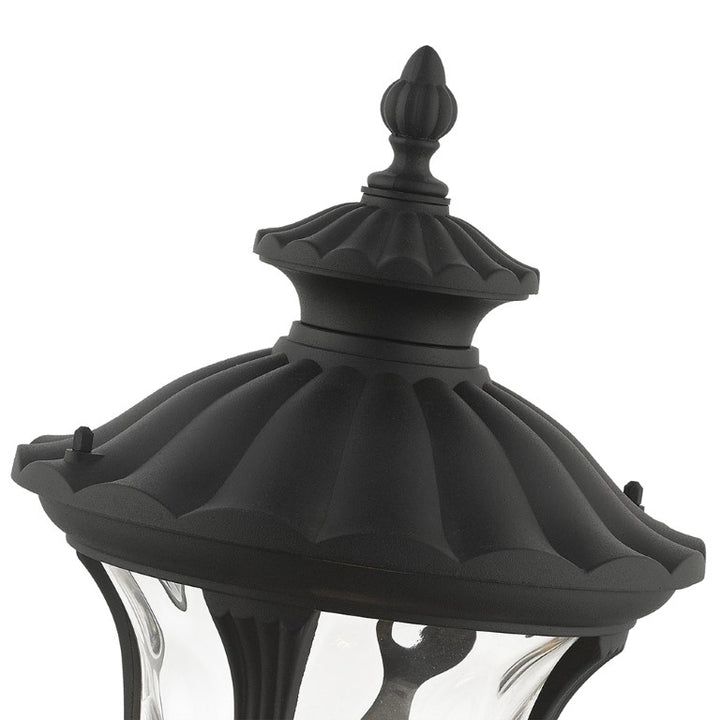 Outdoor Landscape Lighting LED 12V Low Voltage Oxford Medium Base 1 Light Bulb Socket Small Outdoor Post Top Lantern 15.5" x 7.25" Aluminum and Hand Blown Clear Water Glass, Textured Black Finish 120V for Garden, Exterior Post - 7848-14