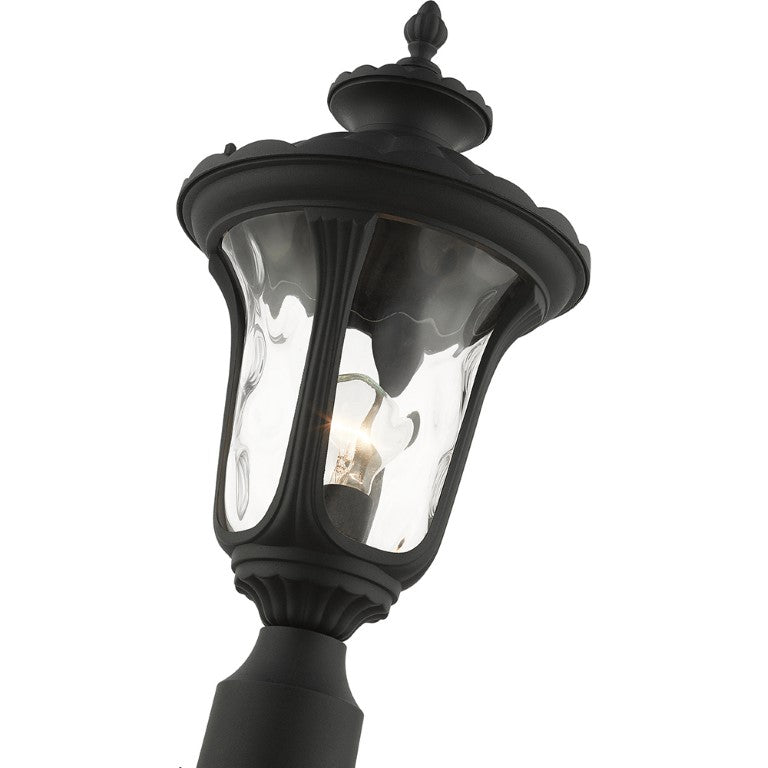 Outdoor Landscape Lighting LED 12V Low Voltage Oxford Medium Base 1 Light Bulb Socket Small Outdoor Post Top Lantern 15.5" x 7.25" Aluminum and Hand Blown Clear Water Glass, Textured Black Finish 120V for Garden, Exterior Post - 7848-14