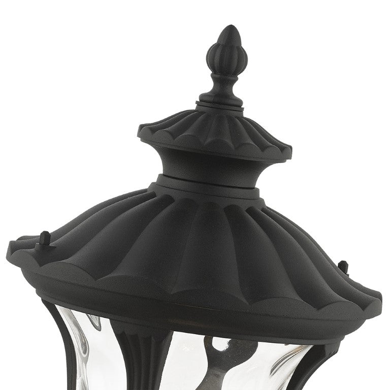 Outdoor Landscape Lighting LED 12V Low Voltage Oxford Medium Base 1 Light Bulb Socket Small Outdoor Post Top Lantern 15.5" x 7.25" Aluminum and Hand Blown Clear Water Glass, Textured Black Finish 120V for Garden, Exterior Post - 7848-14