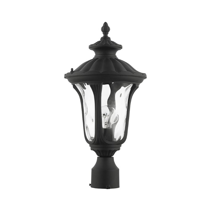 Outdoor Landscape Lighting LED 12V Low Voltage Oxford Medium Base 1 Light Bulb Socket Small Outdoor Post Top Lantern 15.5" x 7.25" Aluminum and Hand Blown Clear Water Glass, Textured Black Finish 120V for Garden, Exterior Post - 7848-14