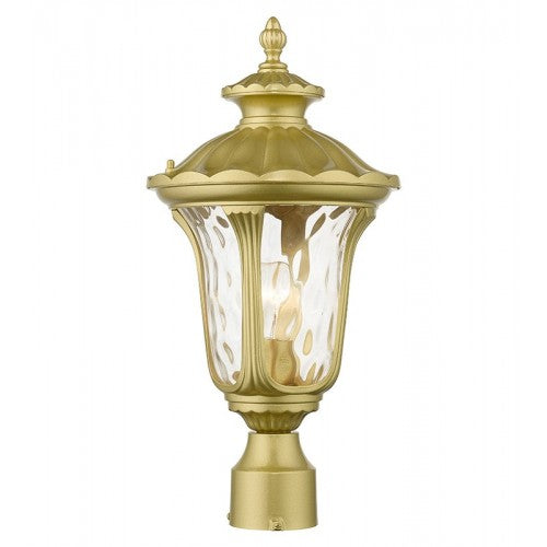 Outdoor Landscape Lighting LED 12V Low Voltage Oxford Medium Base 1 Light Bulb Socket Medium Outdoor Post Top Lantern 19" x 9.5" Cast Aluminum and Hand Blown Clear Water Glass, Soft Gold Finish 120V for Garden, Exterior Post - 7855-33