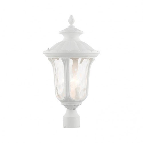 Outdoor Landscape Lighting LED 12V Low Voltage Oxford Candelabra Base 3 Light Bulb Socket Large Outdoor Post Top Lantern 22" x 11" Aluminum and Hand Blown Clear Water Glass, Textured White Finish 120V for Garden, Exterior Post - 7859-13
