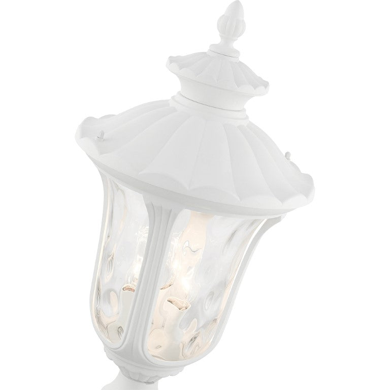 Outdoor Landscape Lighting LED 12V Low Voltage Oxford Candelabra Base 3 Light Bulb Socket Large Outdoor Post Top Lantern 22" x 11" Aluminum and Hand Blown Clear Water Glass, Textured White Finish 120V for Garden, Exterior Post - 7859-13