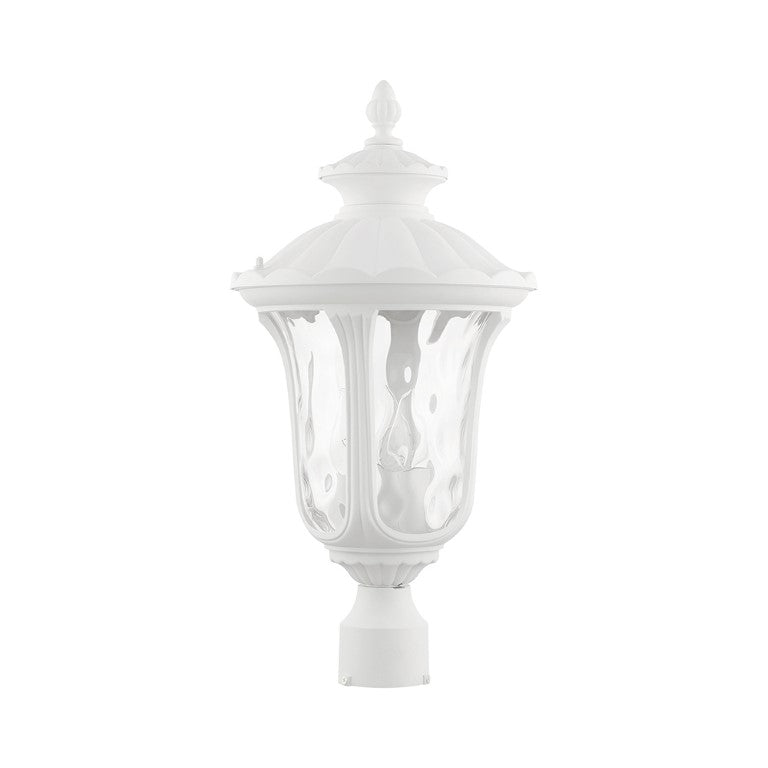 Outdoor Landscape Lighting LED 12V Low Voltage Oxford Candelabra Base 3 Light Bulb Socket Large Outdoor Post Top Lantern 22" x 11" Aluminum and Hand Blown Clear Water Glass, Textured White Finish 120V for Garden, Exterior Post - 7859-13