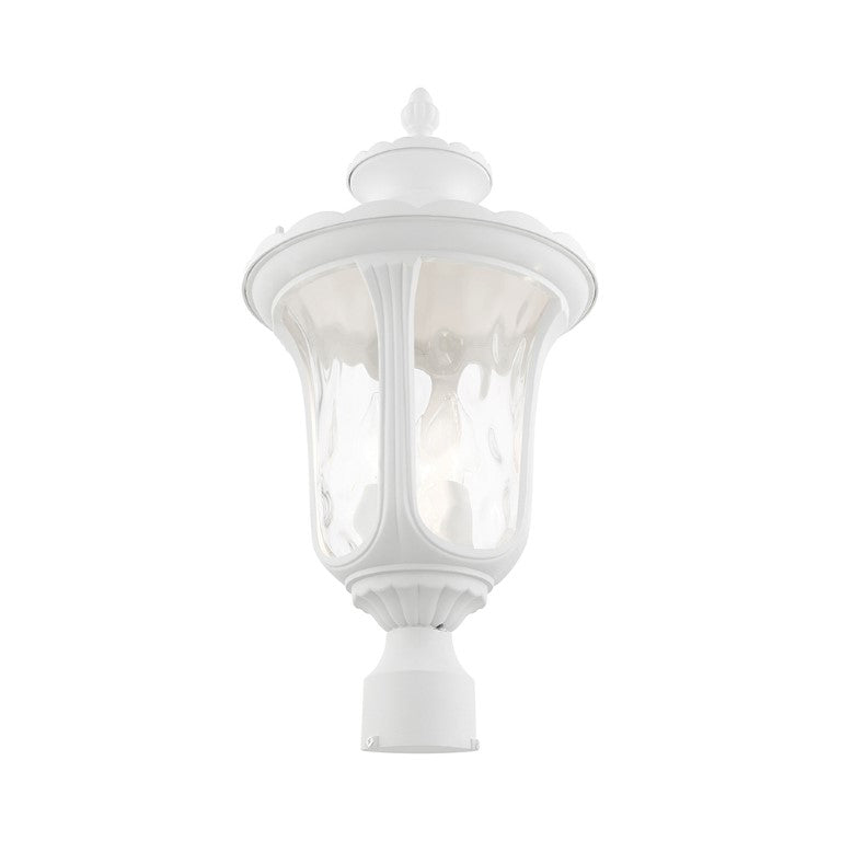 Outdoor Landscape Lighting LED 12V Low Voltage Oxford Candelabra Base 3 Light Bulb Socket Large Outdoor Post Top Lantern 22" x 11" Aluminum and Hand Blown Clear Water Glass, Textured White Finish 120V for Garden, Exterior Post - 7859-13