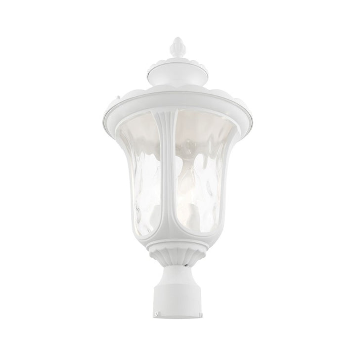 Outdoor Landscape Lighting LED 12V Low Voltage Oxford Candelabra Base 3 Light Bulb Socket Large Outdoor Post Top Lantern 22" x 11" Aluminum and Hand Blown Clear Water Glass, Textured White Finish 120V for Garden, Exterior Post - 7859-13
