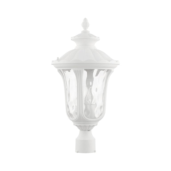 Outdoor Landscape Lighting LED 12V Low Voltage Oxford Candelabra Base 3 Light Bulb Socket Large Outdoor Post Top Lantern 22" x 11" Aluminum and Hand Blown Clear Water Glass, Textured White Finish 120V for Garden, Exterior Post - 7859-13