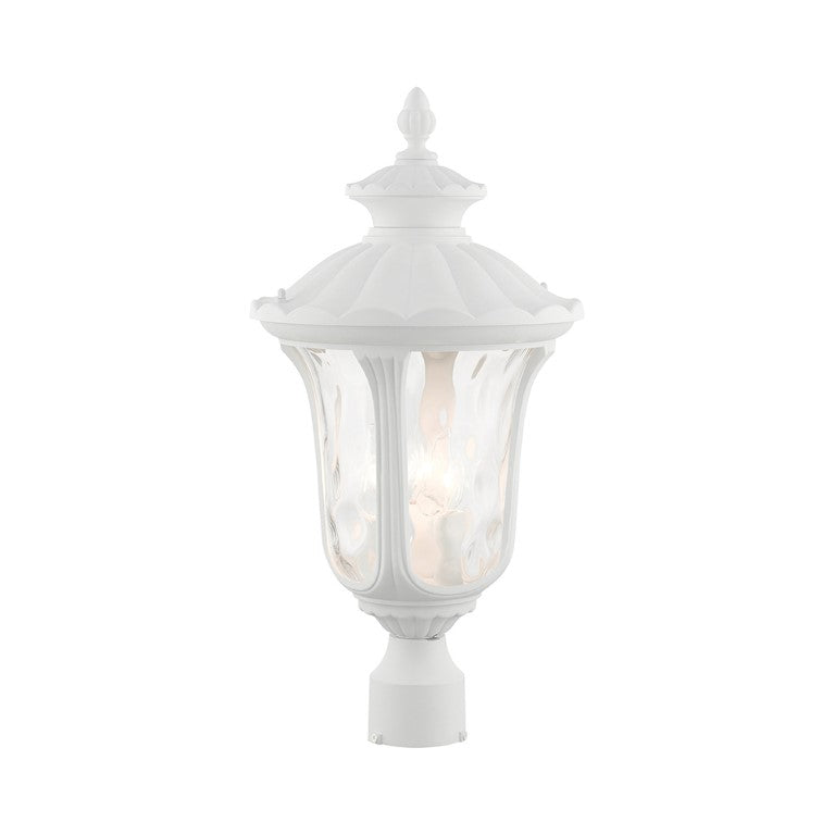 Outdoor Landscape Lighting LED 12V Low Voltage Oxford Candelabra Base 3 Light Bulb Socket Large Outdoor Post Top Lantern 22" x 11" Aluminum and Hand Blown Clear Water Glass, Textured White Finish 120V for Garden, Exterior Post - 7859-13