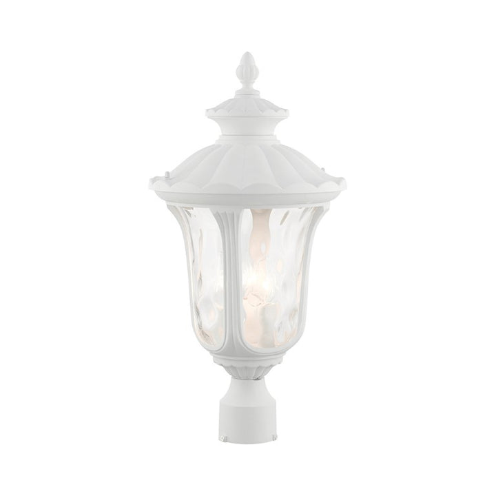 Outdoor Landscape Lighting LED 12V Low Voltage Oxford Candelabra Base 3 Light Bulb Socket Large Outdoor Post Top Lantern 22" x 11" Aluminum and Hand Blown Clear Water Glass, Textured White Finish 120V for Garden, Exterior Post - 7859-13
