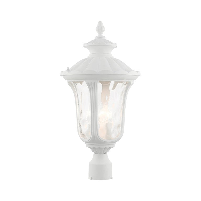 Outdoor Landscape Lighting LED 12V Low Voltage Oxford Candelabra Base 3 Light Bulb Socket Large Outdoor Post Top Lantern 22" x 11" Aluminum and Hand Blown Clear Water Glass, Textured White Finish 120V for Garden, Exterior Post - 7859-13