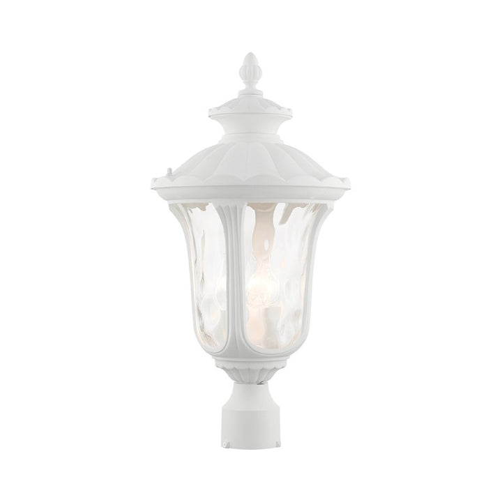 Outdoor Landscape Lighting LED 12V Low Voltage Oxford Candelabra Base 3 Light Bulb Socket Large Outdoor Post Top Lantern 22" x 11" Aluminum and Hand Blown Clear Water Glass, Textured White Finish 120V for Garden, Exterior Post - 7859-13