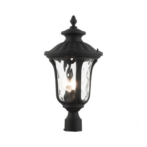Outdoor Landscape Lighting LED 12V Low Voltage Oxford Candelabra Base 3 Light Bulb Socket Large Outdoor Post Top Lantern 22" x 11" Aluminum and Hand Blown Clear Water Glass, Textured Black Finish 120V for Garden, Exterior Post - 7859-14