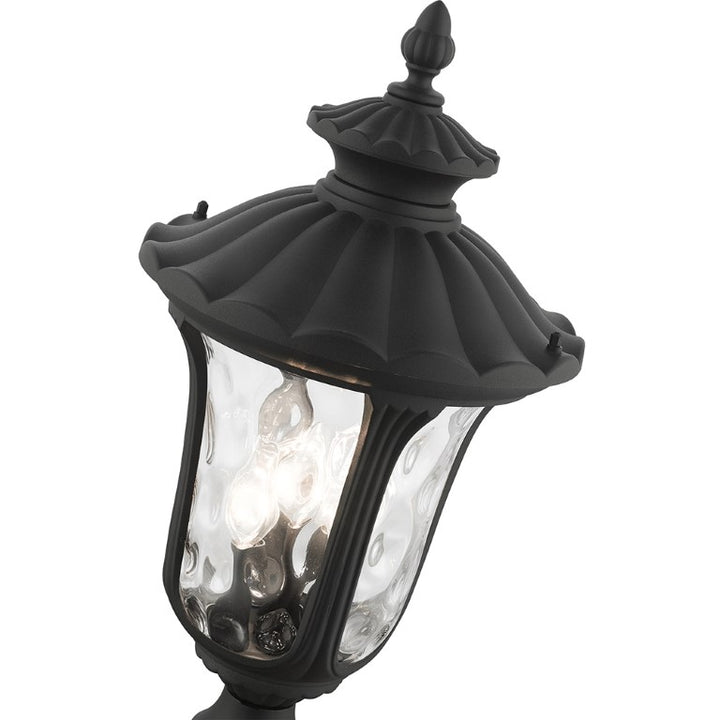 Outdoor Landscape Lighting LED 12V Low Voltage Oxford Candelabra Base 3 Light Bulb Socket Large Outdoor Post Top Lantern 22" x 11" Aluminum and Hand Blown Clear Water Glass, Textured Black Finish 120V for Garden, Exterior Post - 7859-14