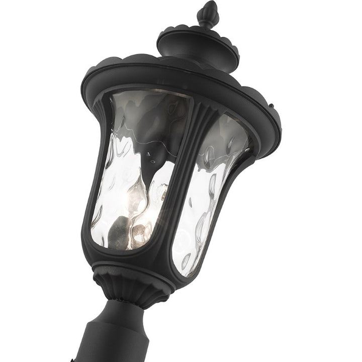 Outdoor Landscape Lighting LED 12V Low Voltage Oxford Candelabra Base 3 Light Bulb Socket Large Outdoor Post Top Lantern 22" x 11" Aluminum and Hand Blown Clear Water Glass, Textured Black Finish 120V for Garden, Exterior Post - 7859-14