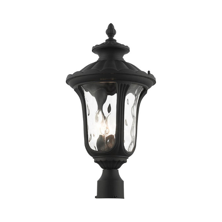 Outdoor Landscape Lighting LED 12V Low Voltage Oxford Candelabra Base 3 Light Bulb Socket Large Outdoor Post Top Lantern 22" x 11" Aluminum and Hand Blown Clear Water Glass, Textured Black Finish 120V for Garden, Exterior Post - 7859-14