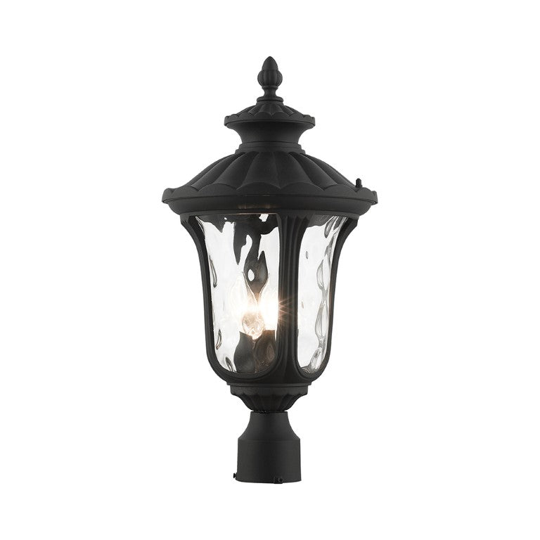 Outdoor Landscape Lighting LED 12V Low Voltage Oxford Candelabra Base 3 Light Bulb Socket Large Outdoor Post Top Lantern 22" x 11" Aluminum and Hand Blown Clear Water Glass, Textured Black Finish 120V for Garden, Exterior Post - 7859-14