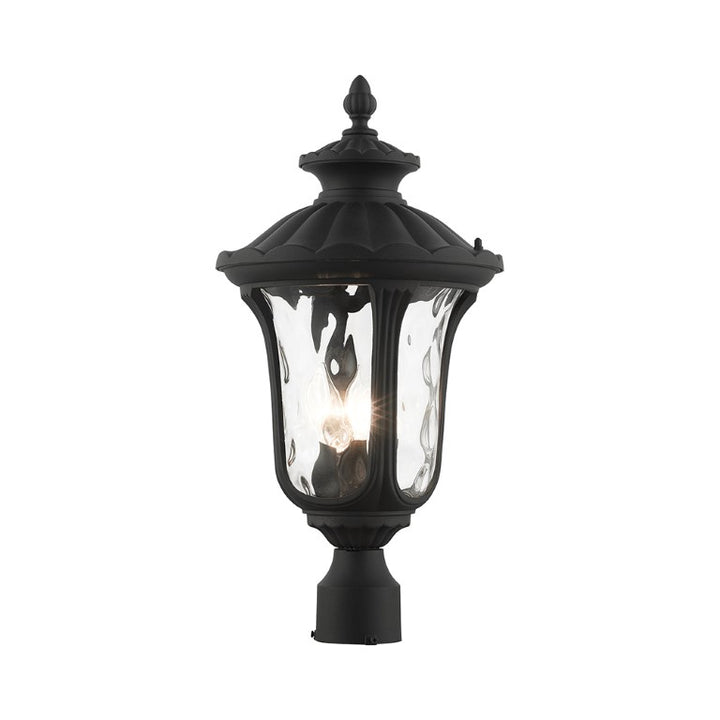 Outdoor Landscape Lighting LED 12V Low Voltage Oxford Candelabra Base 3 Light Bulb Socket Large Outdoor Post Top Lantern 22" x 11" Aluminum and Hand Blown Clear Water Glass, Textured Black Finish 120V for Garden, Exterior Post - 7859-14
