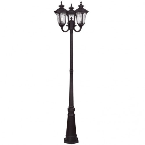 Outdoor Landscape Lighting LED 12V Low Voltage Oxford Medium Base 3 Light Bulb Socket Outdoor 3 Head Post 87" x 23" Cast Aluminum and Clear Water Glass, Bronze Finish 120V for Garden, Exterior Post - 7866-07