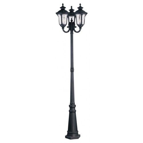 Outdoor Landscape Lighting LED 12V Low Voltage Oxford Medium Base 3 Light Bulb Socket Outdoor 3 Head Post 87" x 23" Clear Water Glass, Black Finish 120V for Garden, Exterior Post - 7866-14