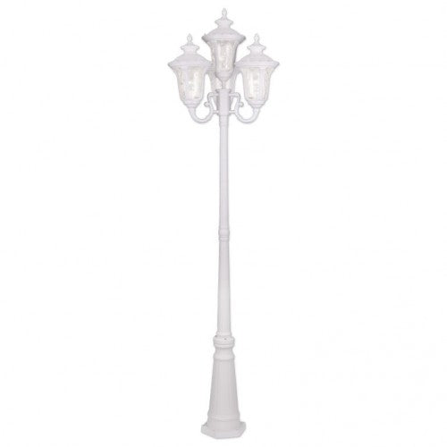 Outdoor Landscape Lighting LED 12V Low Voltage Oxford Medium Base 4 Light Bulb Socket Outdoor 4 Head Post 93" x 23" Clear Water Glass, White Finish 120V for Garden, Exterior Post - 7869-13