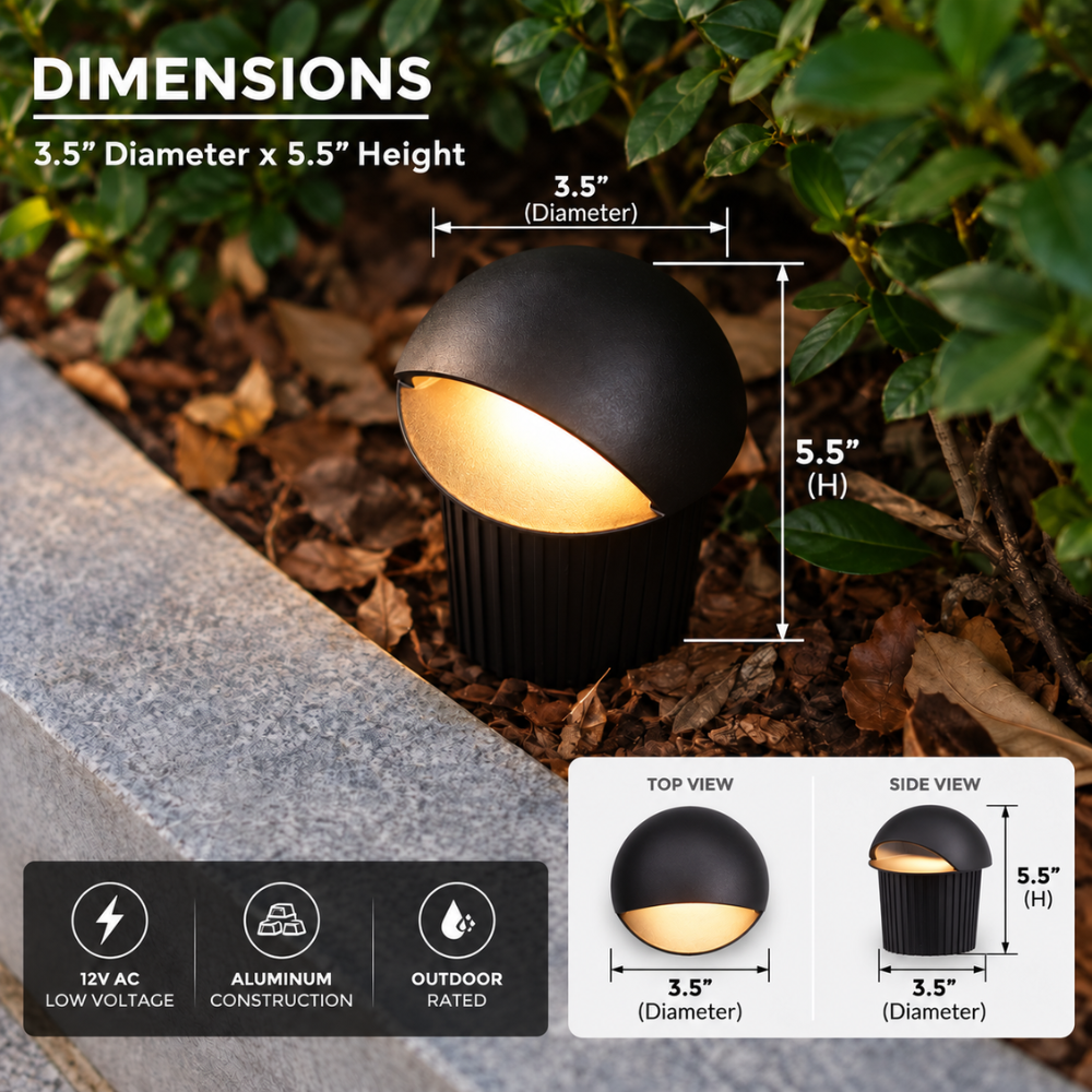 Outdoor Landscape Lighting LED 12V Low Voltage UNAL03 5W 3000K 150LM Bronze Aluminum Half-Moon LED Surface Mount Well Light – 12V Low Voltage Landscape Lighting