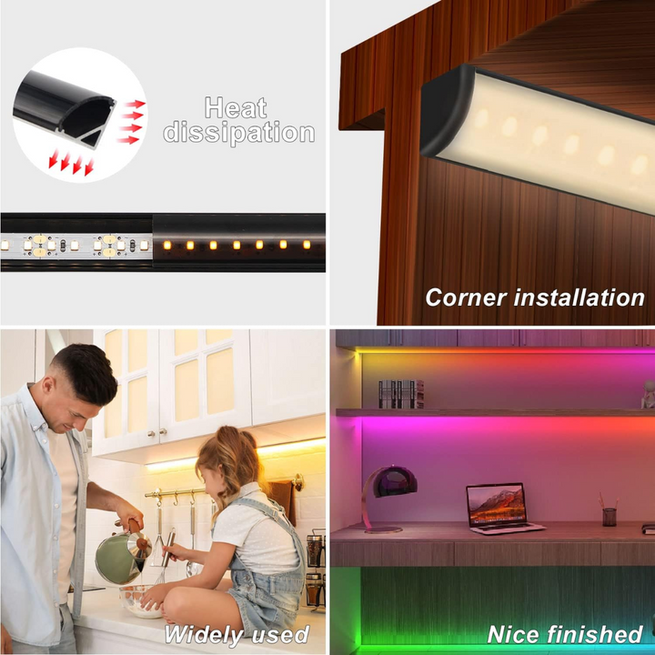 Outdoor Landscape Lighting LED 12V Low Voltage AC08 V-Shaped Corner Aluminum Channel 3.3FT/1M For Max 10mm Width LED Strip Lights Pack of 6/10/20