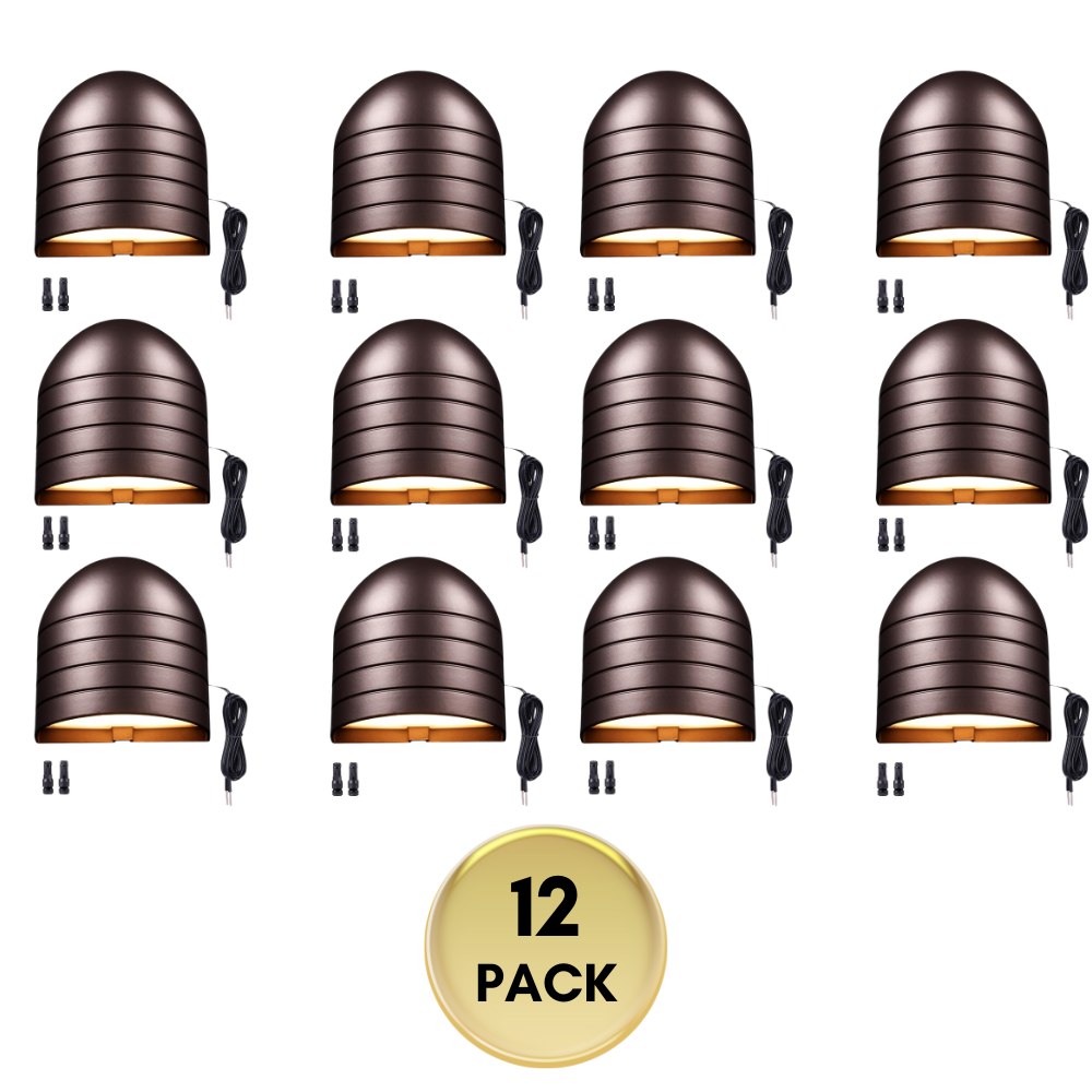 Outdoor Landscape Lighting LED 12V Low Voltage DLA08 5W 250LM Low Voltage 12V-24V 5CCT 2700K/3000K/3500K/4000K/5000K Integrated LED Outdoor Fence Deck Down Light Package, Step Patio Landscape Lights 12 Pack Bronze