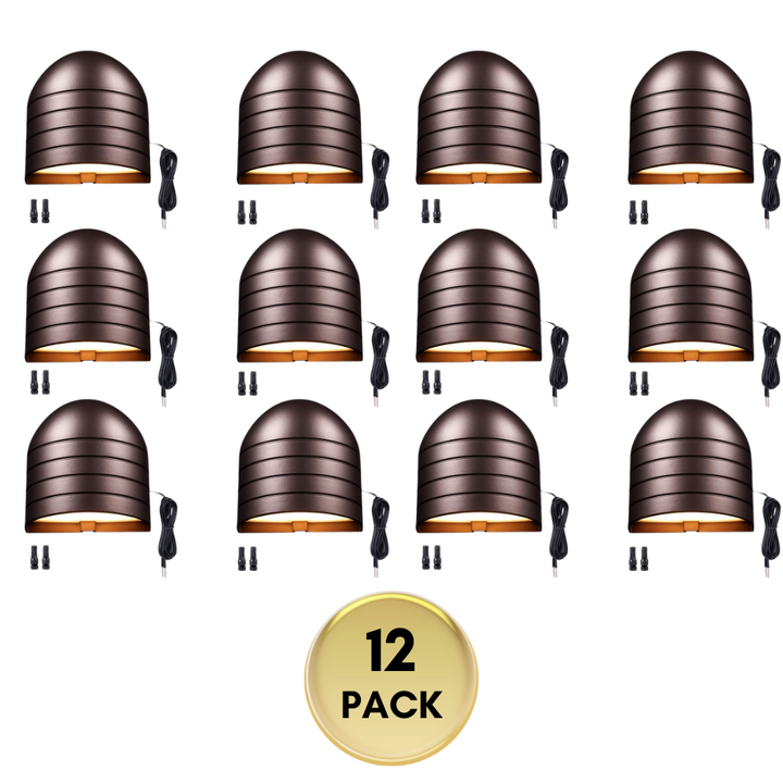 Outdoor Landscape Lighting LED 12V Low Voltage DLA08 5W 250LM Low Voltage 12V-24V 5CCT 2700K/3000K/3500K/4000K/5000K Integrated LED Outdoor Fence Deck Down Light Package, Step Patio Landscape Lights 12 Pack Bronze