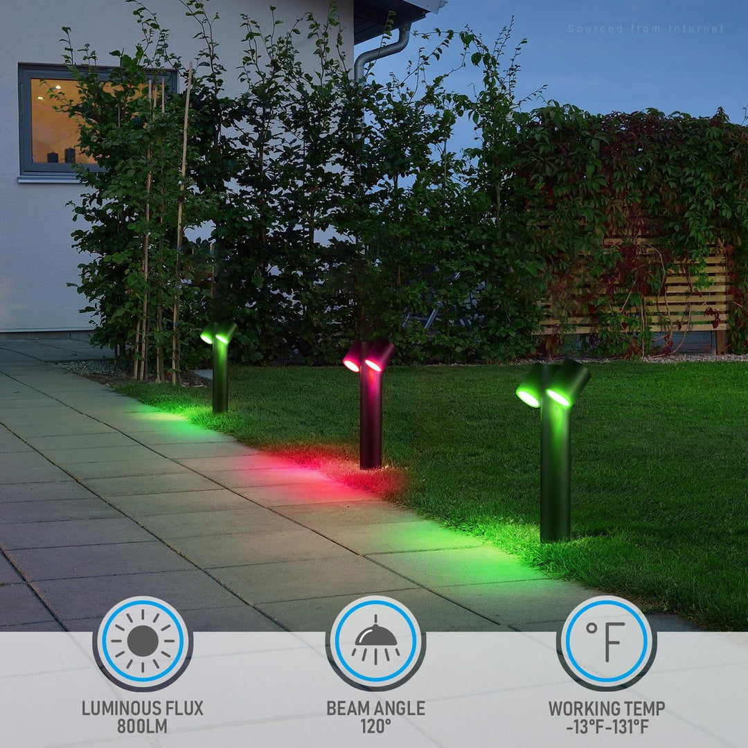 Outdoor Landscape Lighting LED 12V Low Voltage ALPR11 10W RGBCW Bluetooth Smart LED Landscape Pathway Light 2x or 4x Package, 12V-24V AC/DC 400LM