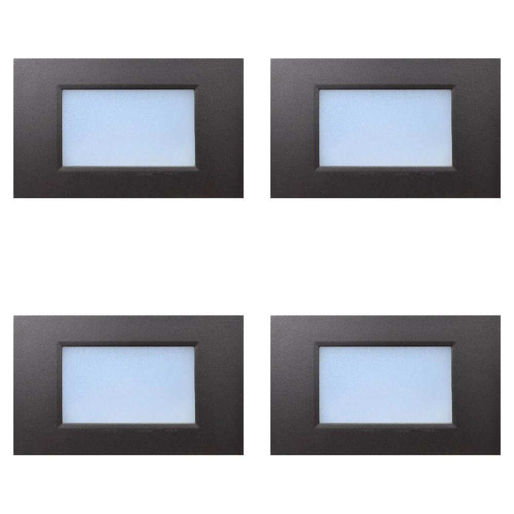 Outdoor Landscape Lighting LED 12V Low Voltage STA10 4x/8x/12x Package 3.5W 12V Low Voltage 3CCT Rectangular Waterproof Horizontal LED Aluminum Stair Step Light Fixture Dark Bronze 4 Pack