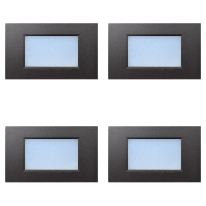 Outdoor Landscape Lighting LED 12V Low Voltage STA10 4x/8x/12x Package 3.5W 12V Low Voltage 3CCT Rectangular Waterproof Horizontal LED Aluminum Stair Step Light Fixture Dark Bronze 4 Pack