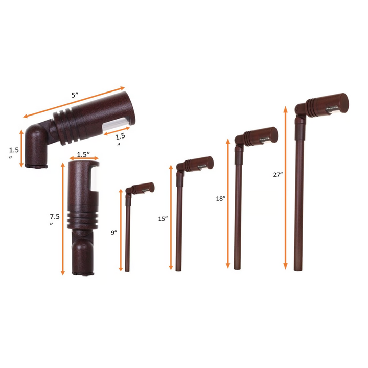 Outdoor Landscape Lighting LED 12V Low Voltage KL108 Low Voltage 3W 2700K G4 LED Directional Combo Path and Area Light Outdoor Lighting Rust Brown