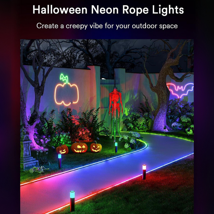 Outdoor Landscape Lighting LED 12V Low Voltage SLNR06 Dotless COB Smart Wi-Fi RGBAICW Neon LED Strip Light DC24V IP65 Outdoor Rated Dimmable Low Voltage Silicone Strip Light with Mounting Clips, Screws, Power Adapter and Remote Control