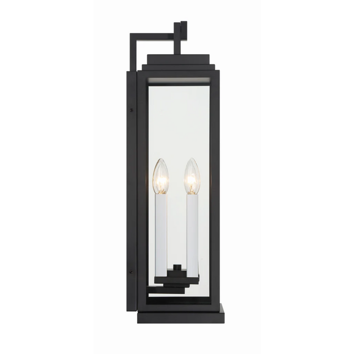 Outdoor Landscape Lighting LED 12V Low Voltage Aspen 4 Light Outdoor Sconce 7.75"x22.5" Stainless Steel and Clear Glass Matte Black Finish 120V 4 E12 Candelabra Base LED Bulb Sockets for Patio, Garden, Exterior Walls