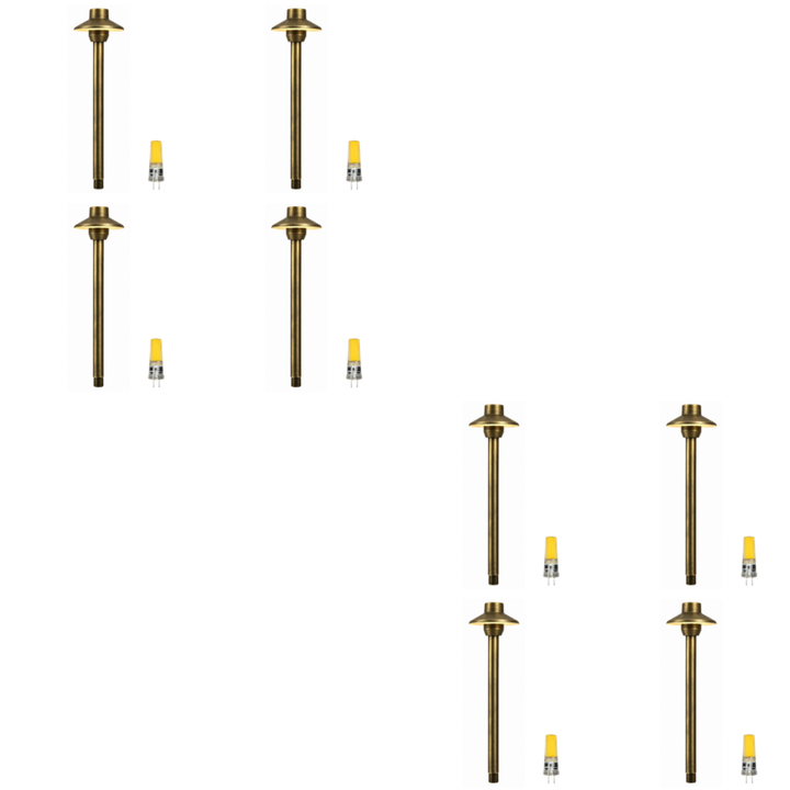 Outdoor Landscape Lighting LED 12V Low Voltage PLB30 4x/8x/12x Package Outdoor Garden Mushroom Pathway Light | 12V Low Voltage Brass Path Light with G4 3W 3000K Bulb Natural Brass 8 Pack