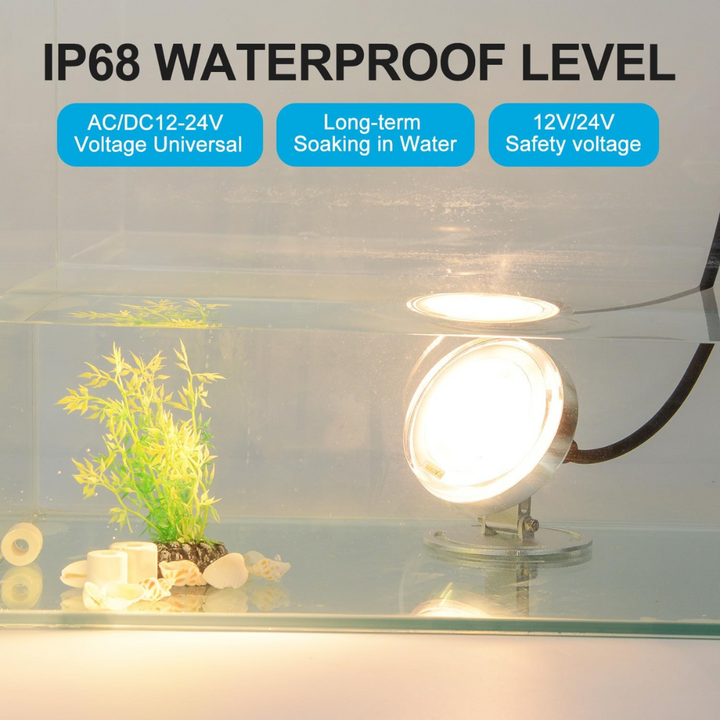 Outdoor Landscape Lighting LED 12V Low Voltage ULBA04 Aluminum Underwater Landscape 12-24V AC/DC 6W/12W/24W 3000K Warm White Integrated LED Adjustable Fountain Light Pond Lighting IP68
