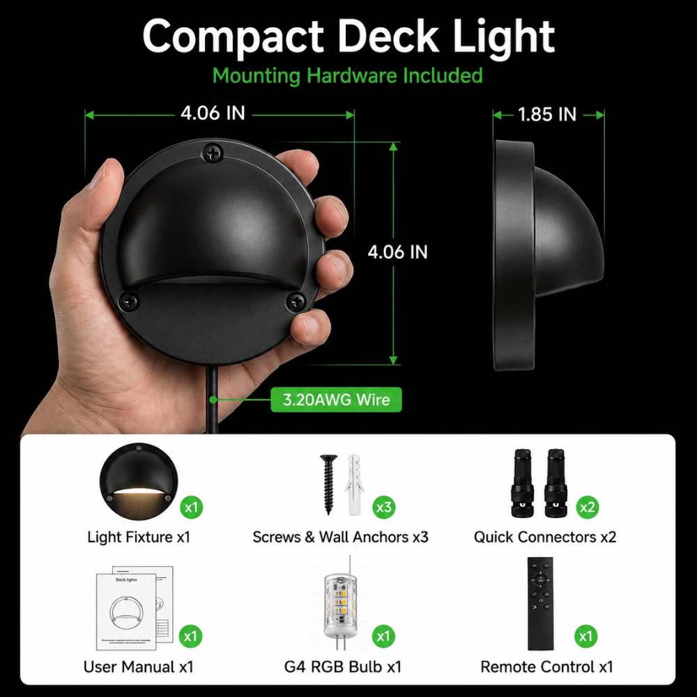 Outdoor Landscape Lighting LED 12V Low Voltage STRA01 3W Bluetooth Smart G4 RGBCW LED 2700K-6000K 12V Low Voltage LED Outdoor Step Deck Lights, Step Horizontal Patio Landscape Lights with Remote Control