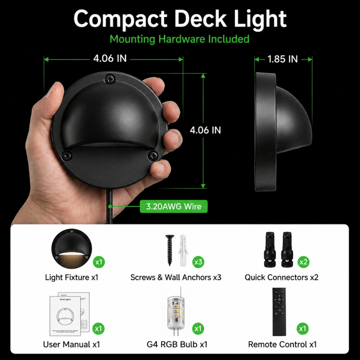 Outdoor Landscape Lighting LED 12V Low Voltage STRA01 3W Bluetooth Smart G4 RGBCW LED 2700K-6000K 12V Low Voltage LED Outdoor Step Deck Lights, Step Horizontal Patio Landscape Lights with Remote Control