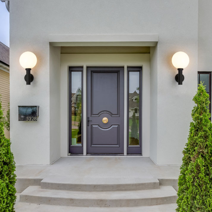 Outdoor Landscape Lighting LED 12V Low Voltage Laurent Outdoor Wall Sconce Light 1 E26 Medium Base Light Bulb Socket Outdoor Marine Grade Aluminum and Glass 12" x 13" x 22.5" Black with White Opal Finish 120V for Garden, Interior, Exterior, Garage and Patio 597B-BK