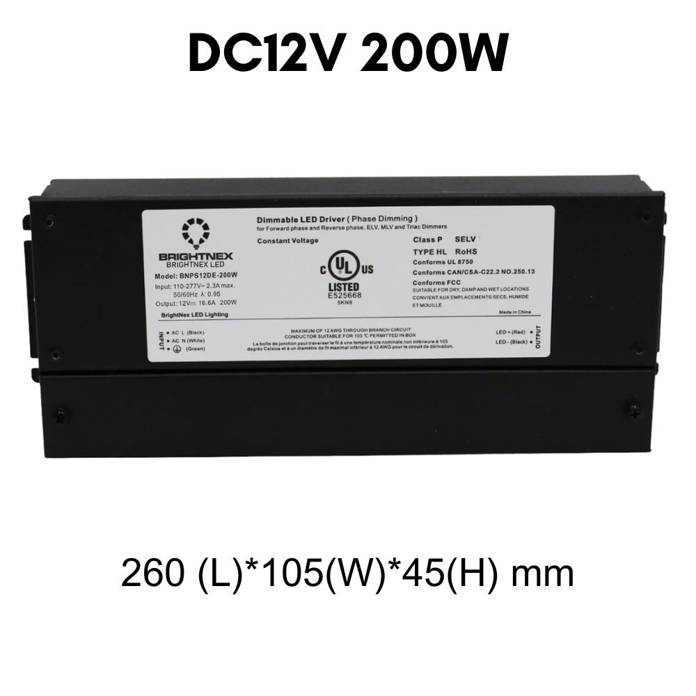 Outdoor Landscape Lighting LED 12V Low Voltage TSDC01 12V/24V DC Low Voltage Dimmable Transformers UL Listed LED Driver Outdoor Rated 12V DC 200W No Pigtail Plug
